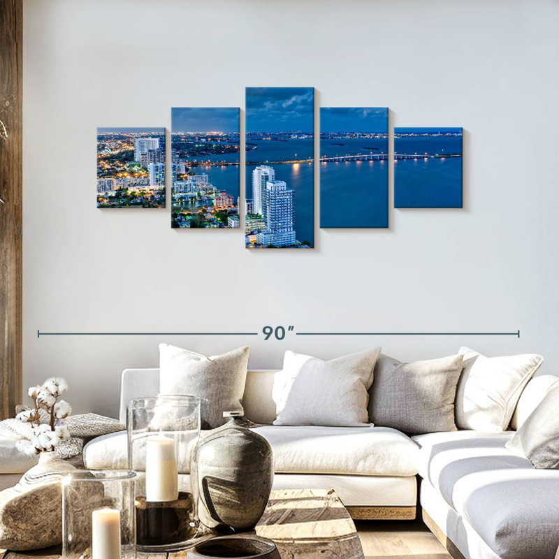 Miami Beach At Night, 30" H x 68" W