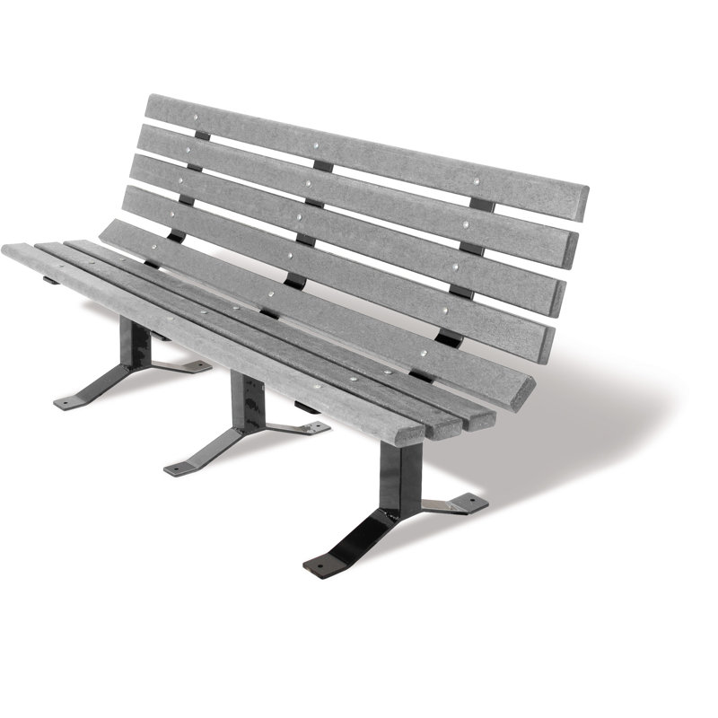 Banc de parc en plastique recyclé Witherspo, gris, 72 po (2 x 4 planches)