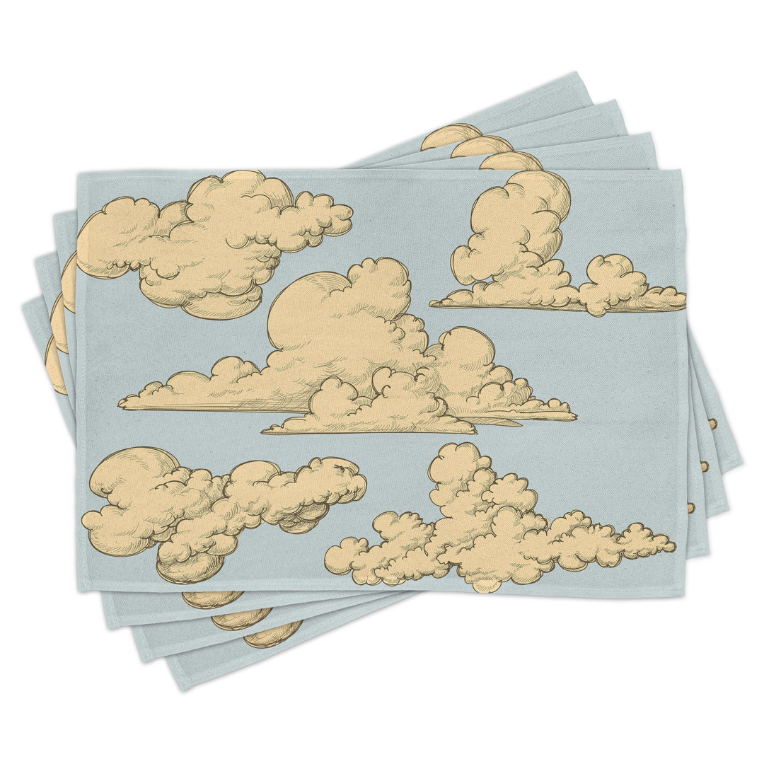 Platzdeckchen 4er Set, Fluffy Clouds Art, Blau Beige