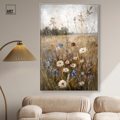 Art floral rétro sur le terrain, champ de rêves oubliés III par Art Remedy