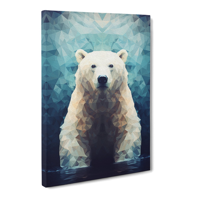Polar Bear Geometric - Wrapped Canvas, 60cm H x 40cm W x 3cm D