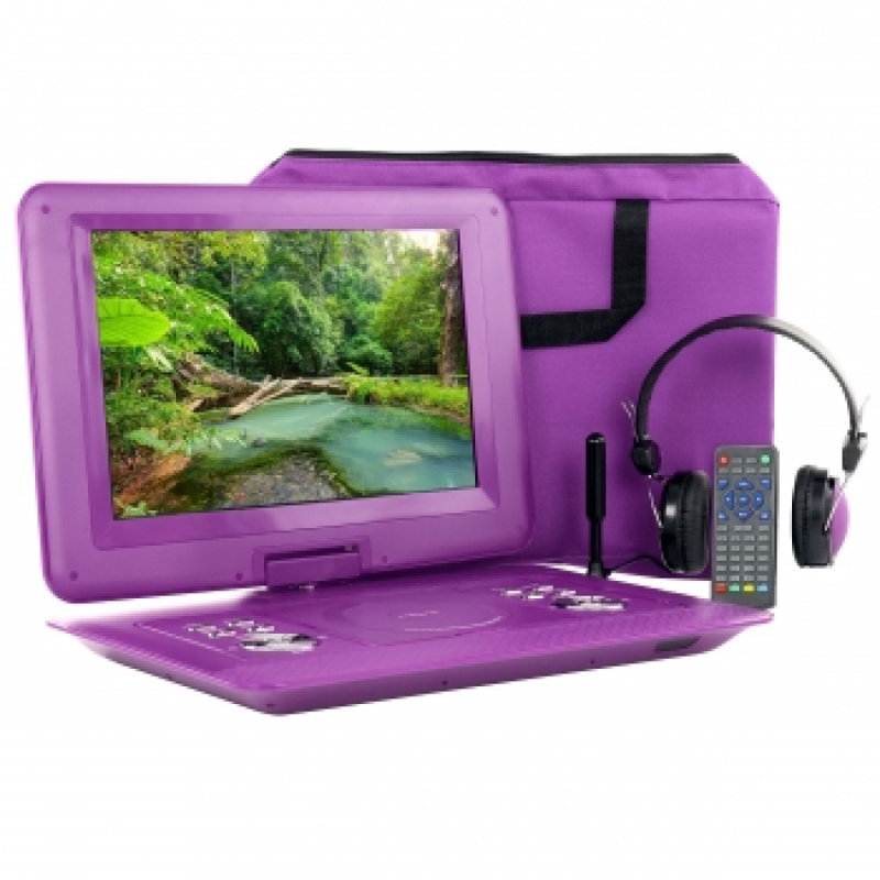 Lecteur DVD portatif Trexonic 14,1 pouces avec écran TFT-LCD pivotant et entrées USB, SD, AV, HDMI