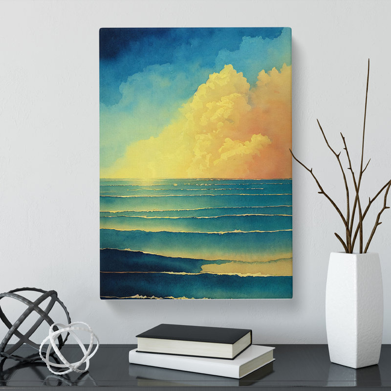 Watercolour Seascape Vol.8 - Wrapped Canvas, 50cm H x 35cm W x 3cm D