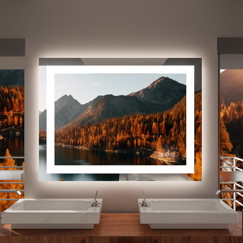 Rectangular Frameless Led Wall Mounted Bathroom Vanity Mirror, 48" x 36"