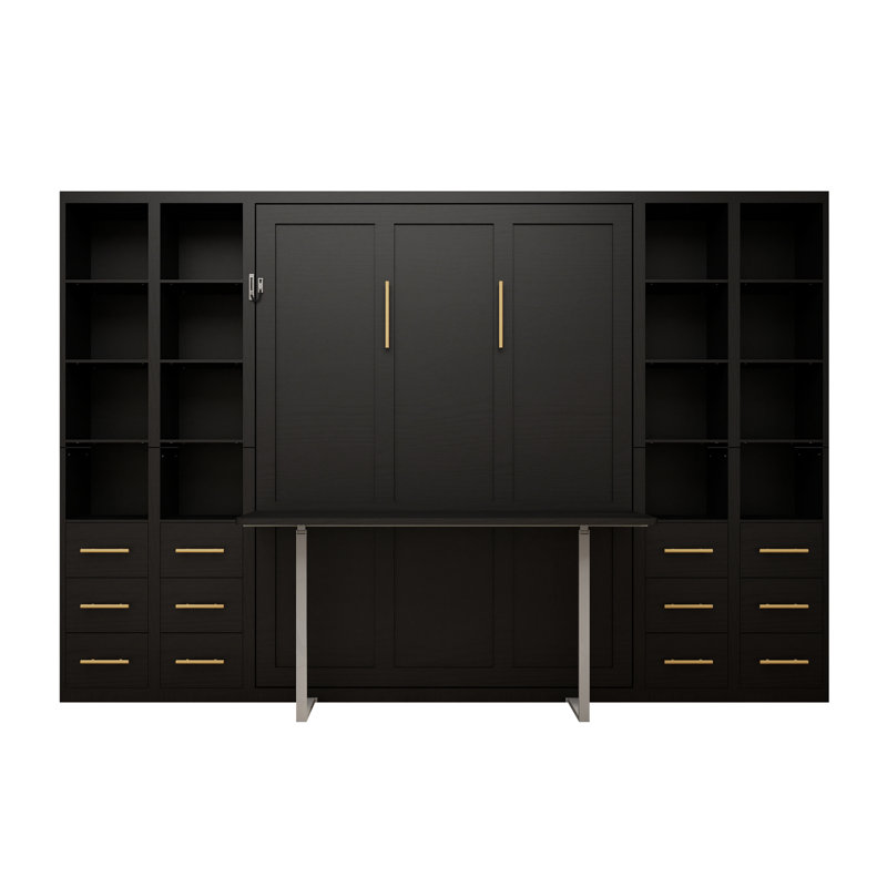 Lit pliant polyvalent avec bureau et quatre armoires VersaNest, Black