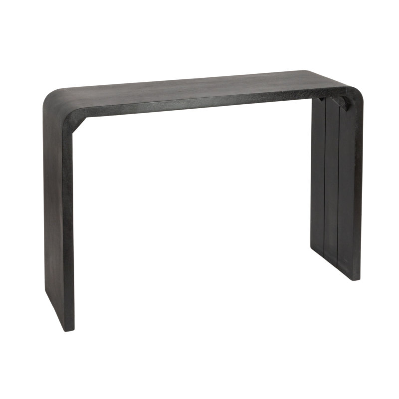Clyde Modern Waterfall Edge Mango Wood Console Table, Black