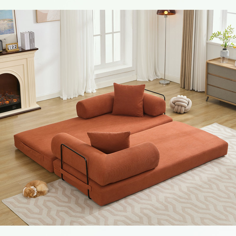 Canapé-lit pliant convertible avec coussin moelleux, Orange