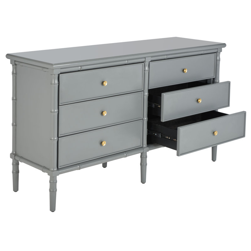  6 Drawer 56" W Double Dresser, gris