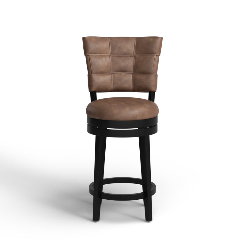 Bittu Swivel Upholstered Counter Stool with Solid Wood Frame, Counter Stool (26" Seat Height), Chestnut