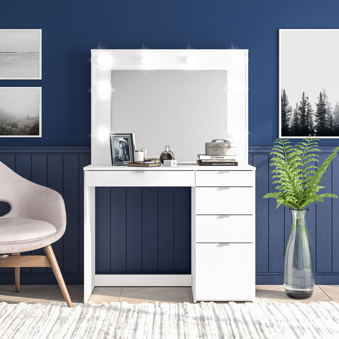 Arani Makeup Vanity with Lighted Mirror Latitude Run®