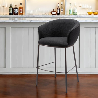 Chaise de bar en peau de mouton 30 po noir et bronze