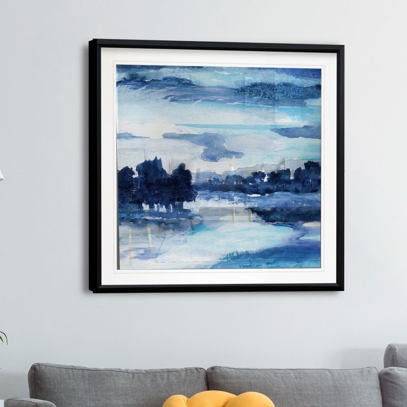 Indigo Land I - Imprimé, H 30,5 po x l 30,5 po x P 1,5 po, Cadre plastique noir