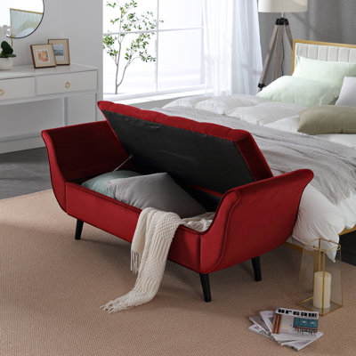 Velvet Upholstered Storage Bench
