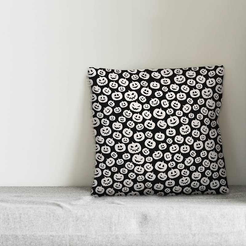  Pumpkin Throw Pillow Cover, 18" x 18", Black, Polyester/Polyfill