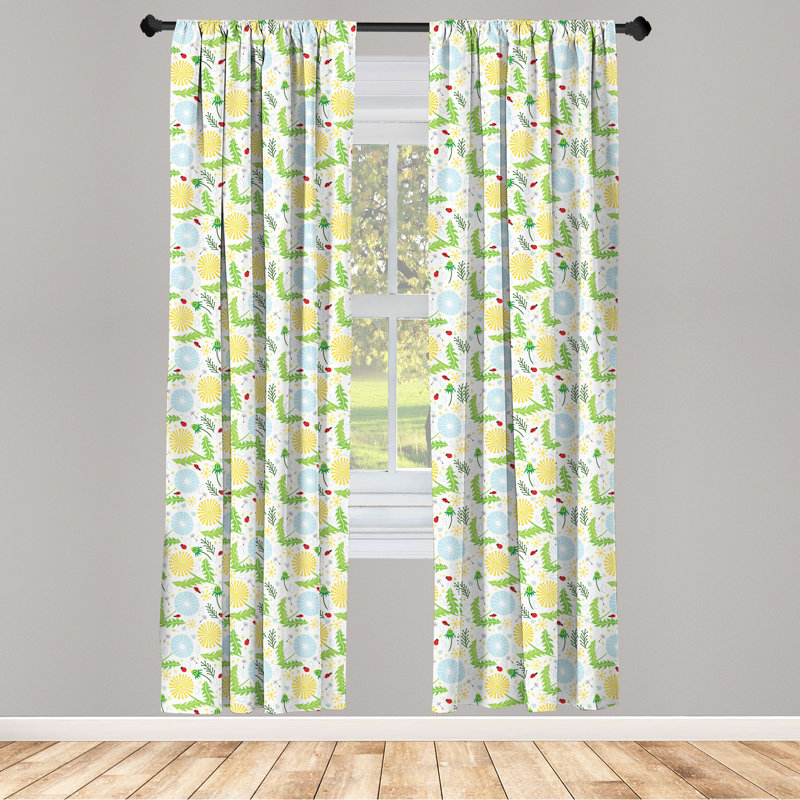 Turtle Semi-Sheer Rod Pocket Curtain Panels, White, 28" x 63"