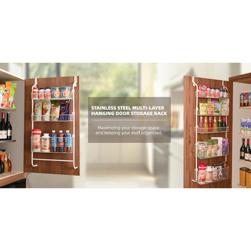 Mikei Cabinet Door Hanging Organizer Tier Metal Over The Door Storage  Rack White