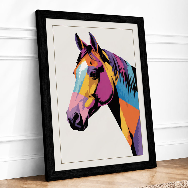 Chromatic Horse Modern - Framed Print, A1 - 84.1 x 59.4 cm, Black