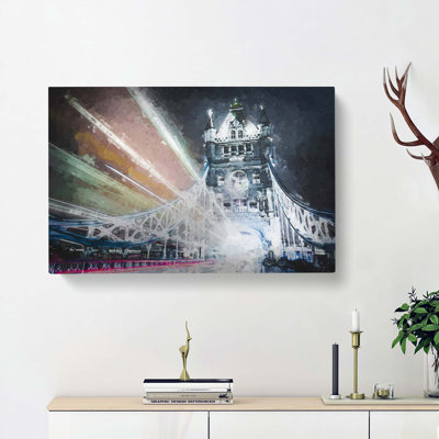 The Tower Bridge In London England In Abstract - Wrapped Canvas Painting