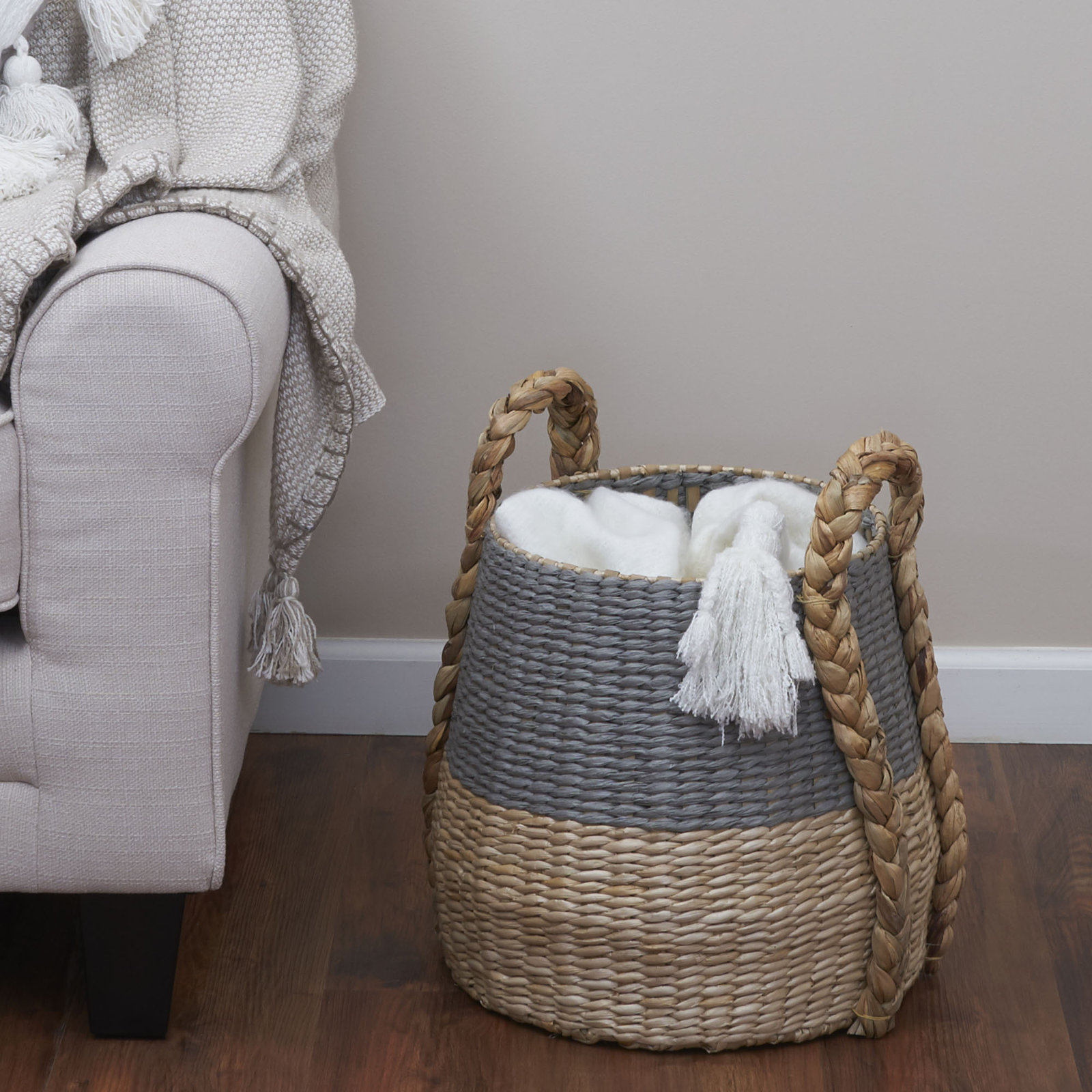 Handmade Storage Basket, Gray