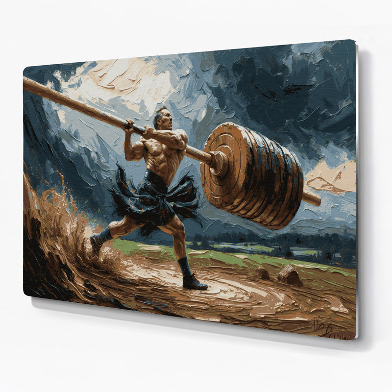 Art mural en métal noir Sports Caber Toss, H 240 po x l 288 po x P 0,05 po