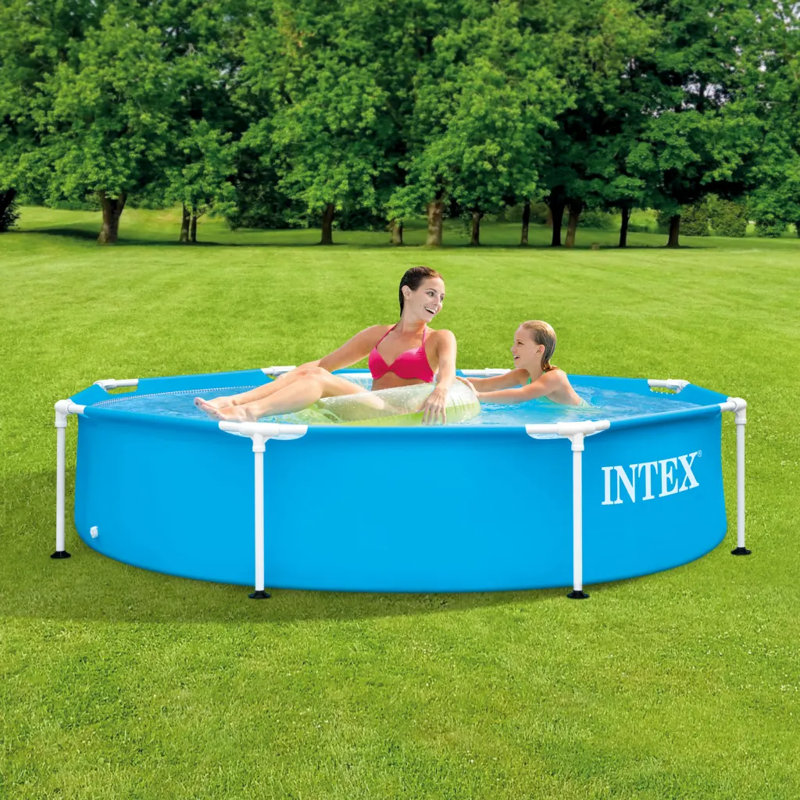 Steel Round Frame Set Pool H x W x L, 51cm H x 244cm W x 244cm D, Blue