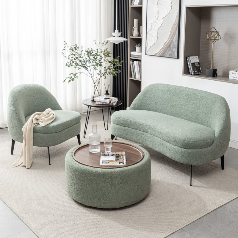Ensemble de salon 3 pièces Bula, Polyester vert