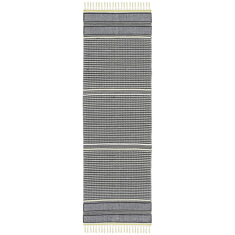 Tapis rayé en coton tissé à plat à la main Granada, Tapis de couloir 2 pi 3 po x 7 pi