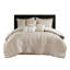 Édredon pour grand lit 7 pièces beige avec bourre diagonale, rembourrage toutes saisons, jupe de lit de 15 po et coussins décoratifs avec motif, taies décoratives assorties, motif