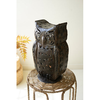  Owl-Shaped Iron Candle Lantern 17" H Rustic Decor