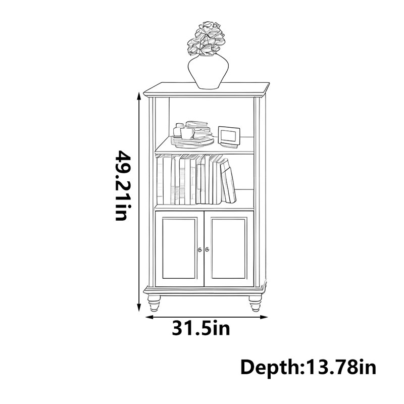Bibliothèque romantique de style français, (2 tablettes) H 49,21 po x l 31,5 po x P 13,78 po