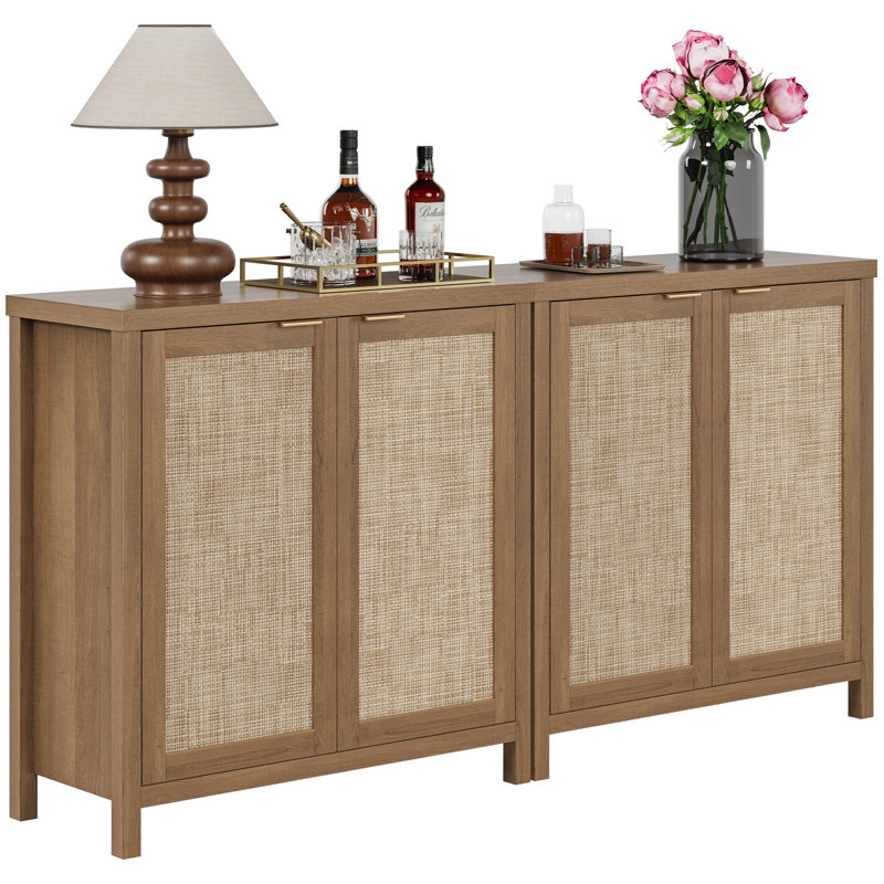 Safura 34.3" W 3-Shelve Solid Wood Sideboard, 2, Oak