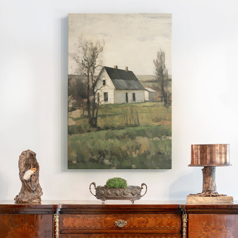 Paysage rétro - toile tendue, H 61 po x l 41 po