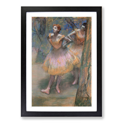 Two Ballet Ballerina Dancers in Pink and Orange by Edgar Degas - Picture Frame Painting