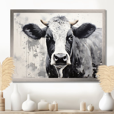 Minimalism Black And White Cow - Cow Wall Art