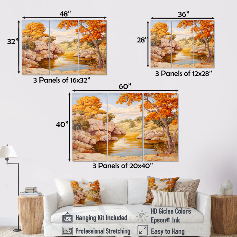 Pecos River In Texas I - Ensemble de décorations murales Texas, H 40 po x l 60 po, Toile tendue, Ne s’applique pas