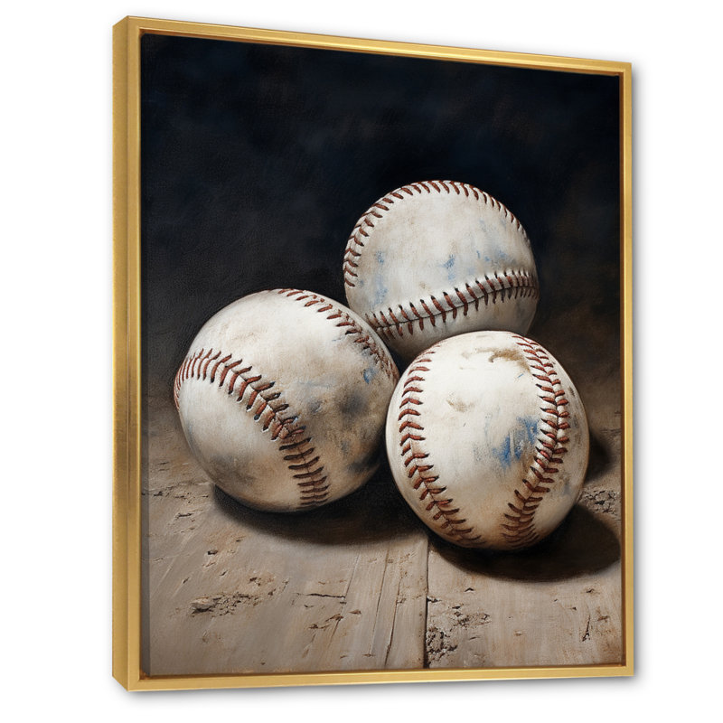 «Urion Baseball Subtle Double Play», reproduction d'art sur toile, H 20 po x l 12 po x P 1 po, Cadre flottant doré