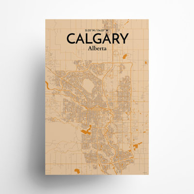 «Calgary City Map», impression rétro