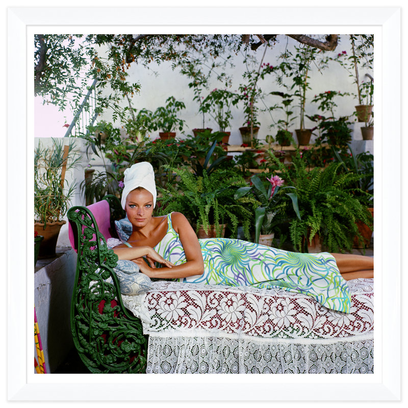 Quiet Afternoon Print by Slim Aarons, 51.5" H x 51.5" W x 1.5" D, White Single Picture Framed