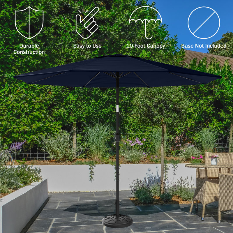 Patio Umbrella with Lights - 10 ft Outdoor Sun Shade Canopy with 32 Solar LEDs - UV 30+ Protection LED Umbrella by Pure Garden (Navy)