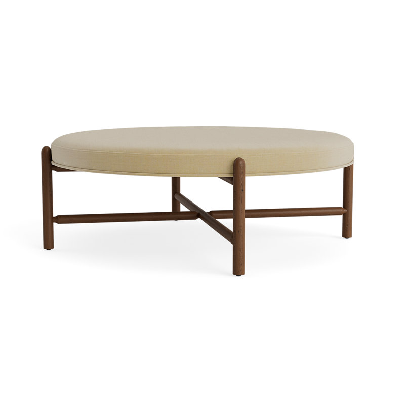 Vane 48" Round Ottoman, Walnut, Khaki