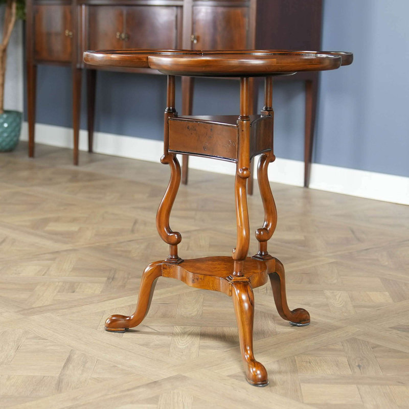 Table de bout à piédestal en bois massif Lisette