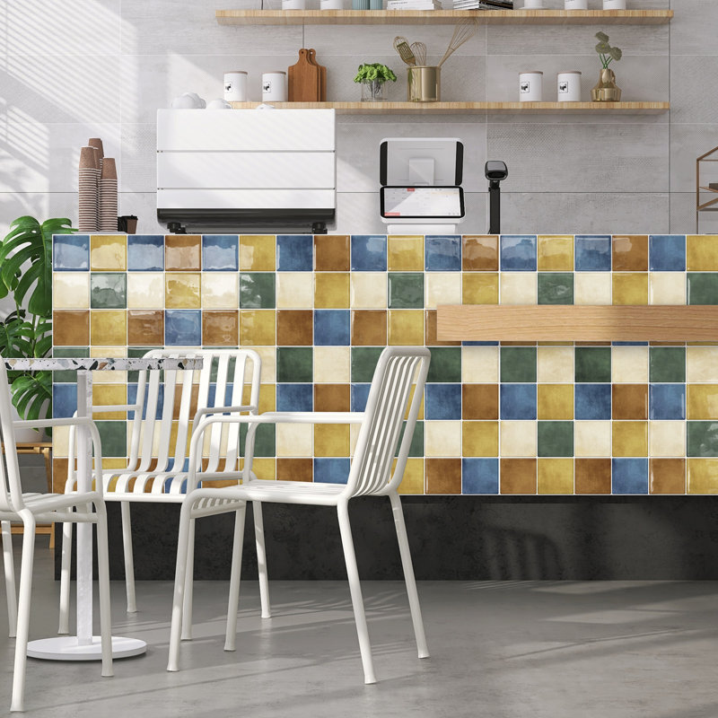 Carrelage mosaïque auto-adhésif en vinyle 12 po x 12 po pour dosseret de cuisine, 10 feuilles