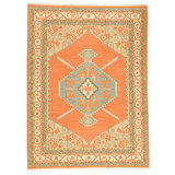 Hand Knotted Wool Area Rug in Rust And Yellow
