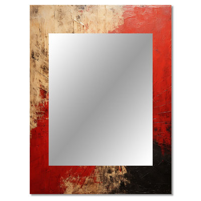 Red Ruby Rays - Abstract Shapes Mirror, Red Decorative Wall Mirror, Printed Metal Art