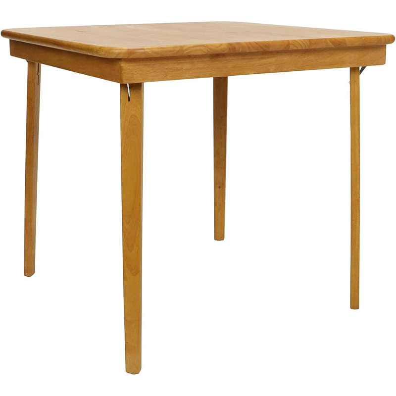 Oak Finish Solid Wood Folding Card Table, 32" Square