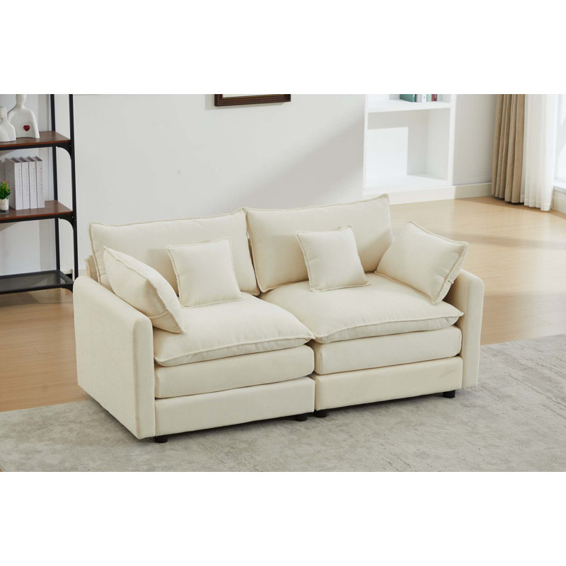 Canapé modulaire moderne 2 places, Chenille blanche