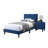 Adjustable Headboard Twin Size Bed, Navy Blue Velvet, Modern Bedroom For Youth, Construction Velvet Upholstered Youth Furniture,-293201111-293201106