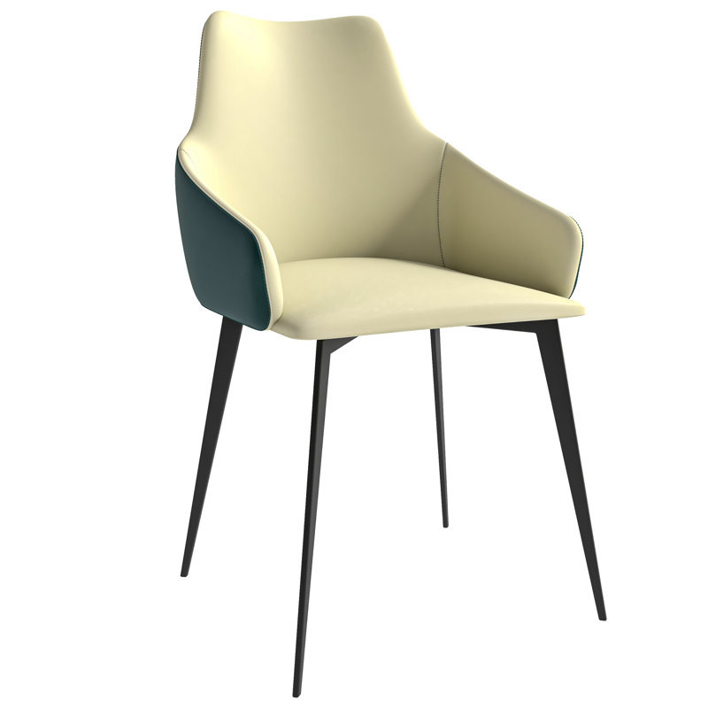 Chaise de salle à manger rembourrée Khairin, Crème/vert, 1