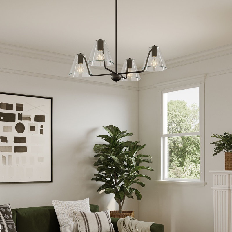 Luminaire suspendu contemporain noir mat avec 4 lumières 30 po Avec, Noir mat, Quatre lumières