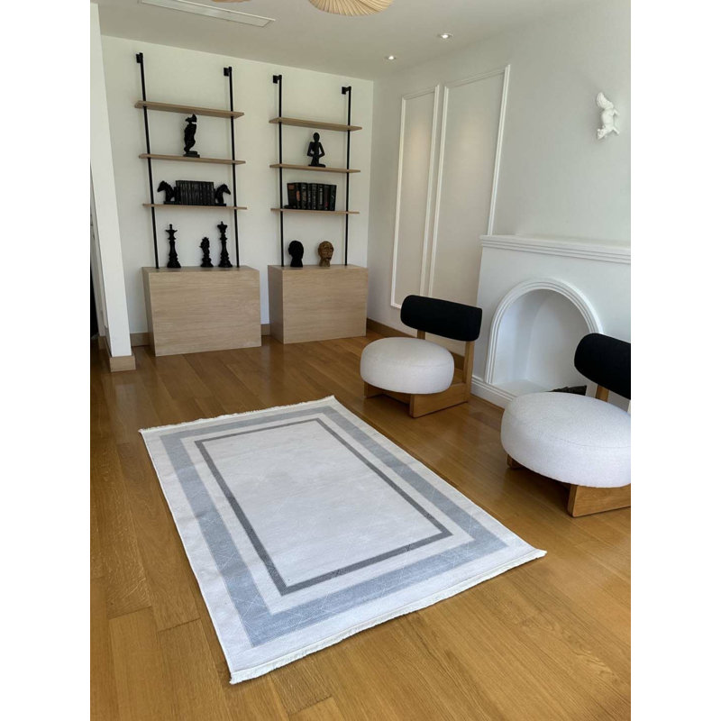 Tapis en coton avec envers antidérapant Lanney, Rectangle 3 pi 11 po x 13 pi 1 po